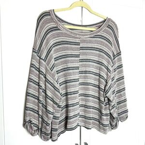 By Together striped boxy slouchy tee | Size M | gray